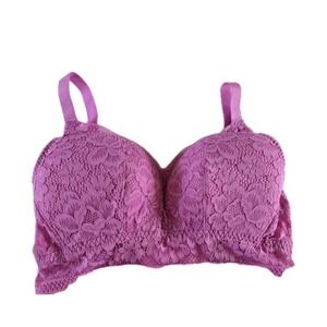 Knix Deep V Lace Bustier Bralette Pink Plum Wireless Bra Medium+ KXBRA145KPM1